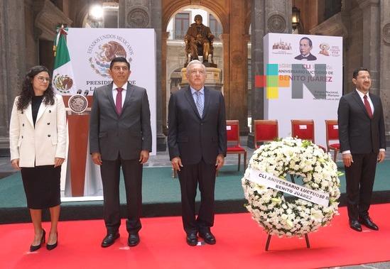 Llama Luisa María Alcalde en homenaje a Juárez a consolidar la transformación del país