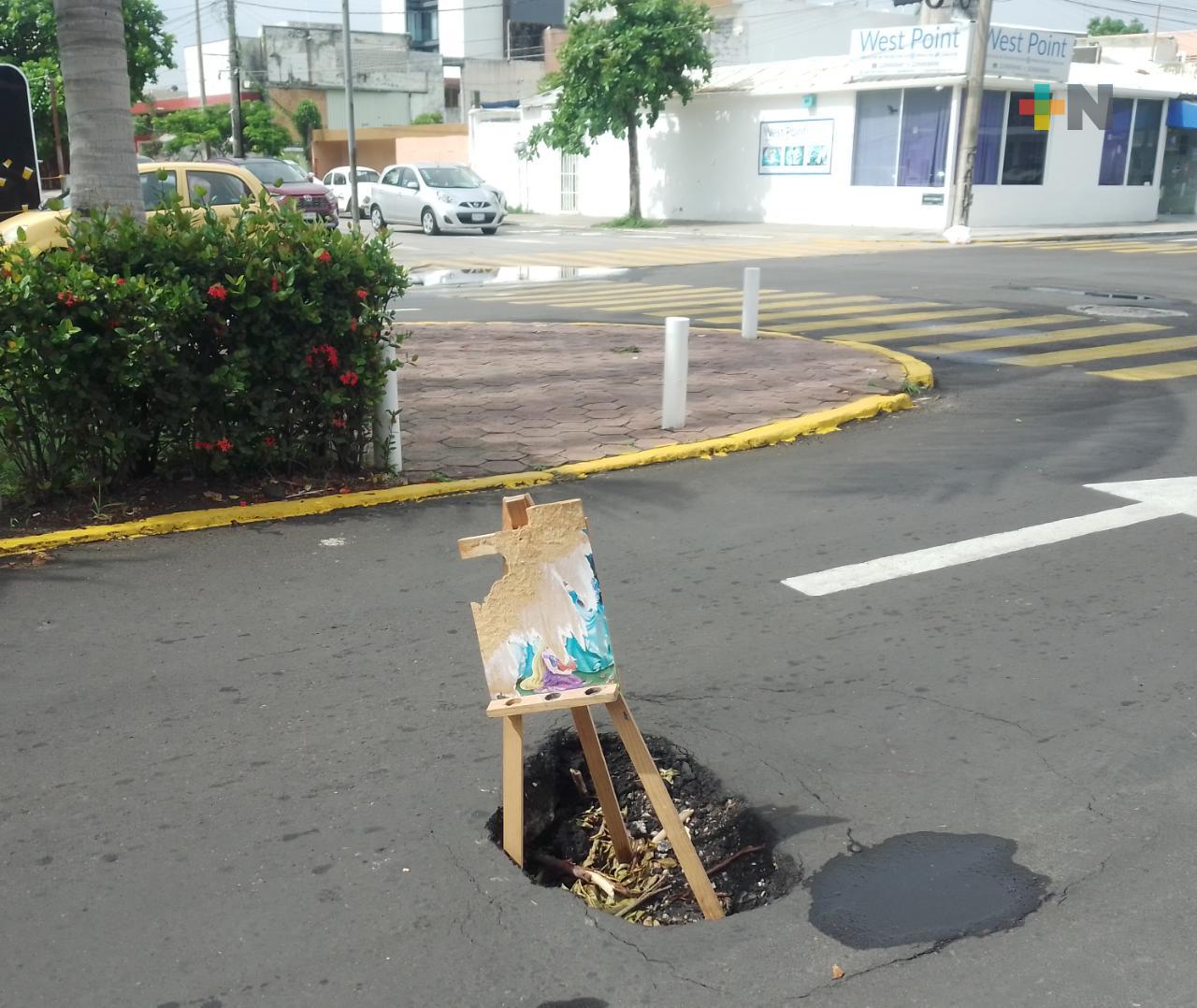 Otro hundimiento más en fraccionamiento Reforma de la ciudad de Veracruz