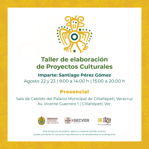 Invitan a participar en el taller “Elaboración de proyectos culturales”