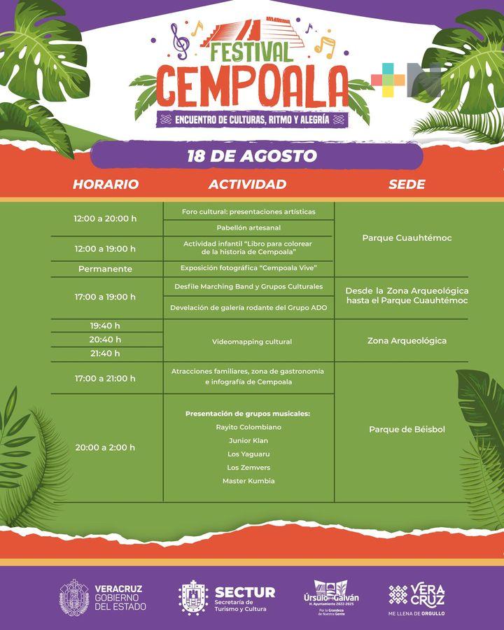 Publican programa oficial del Festival Cempoala 2023