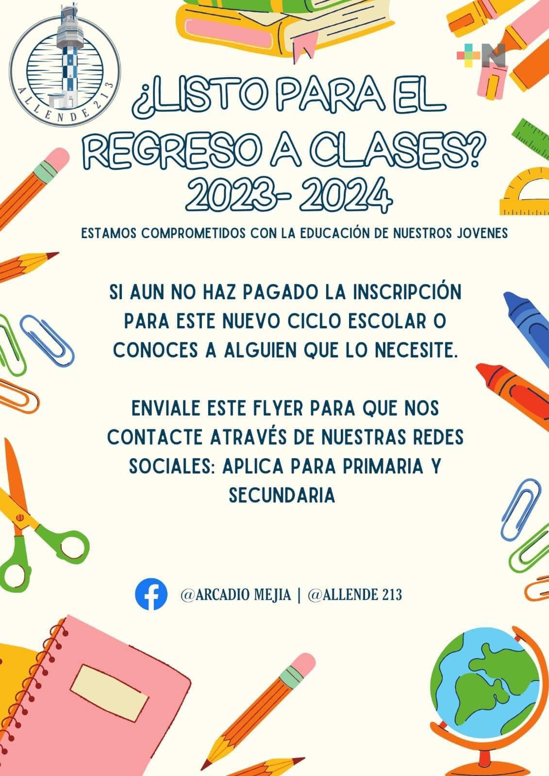 ONG apoya en Coatza a niños que no pueden cubrir cuotas de inscripción