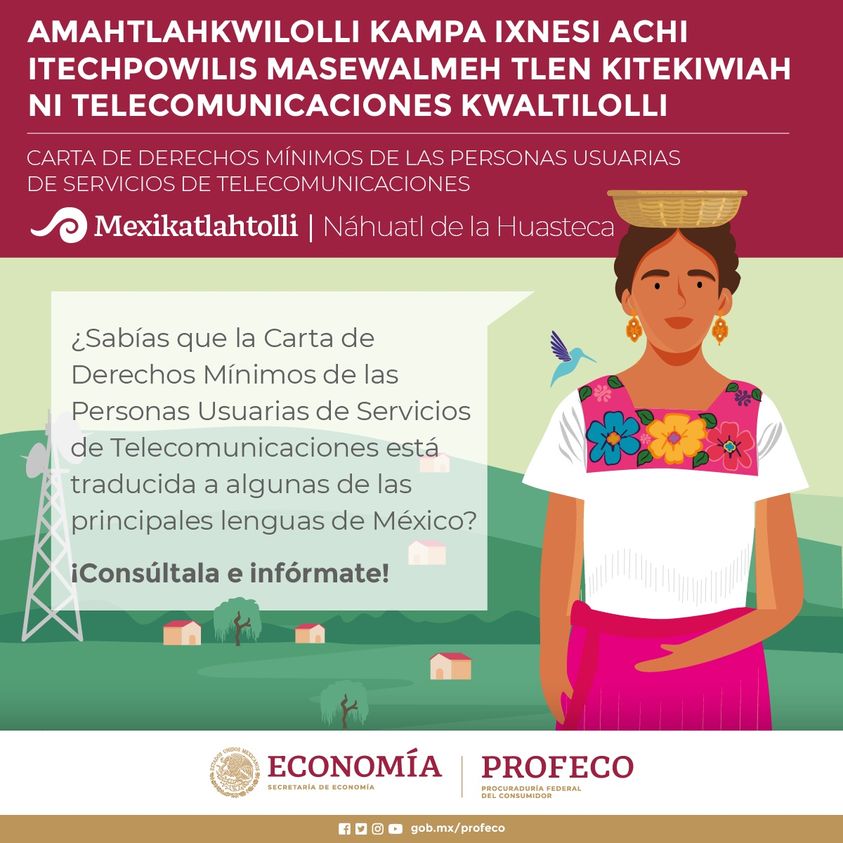 Profeco e INALI publican Carta de Derechos Mínimos de Usuarios de Telecomunicaciones en cinco lenguas indígenas