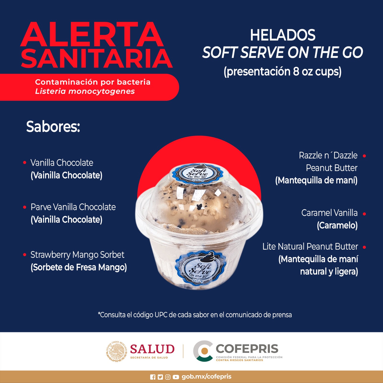 Cofepris alerta por helados contaminados