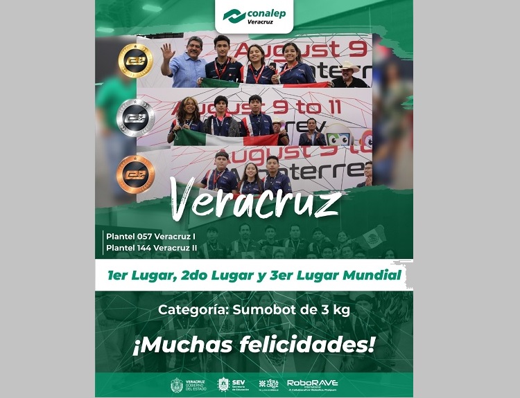 Gobernador destaca participación de Conalep Veracruz en Mundial de Robótica 2023