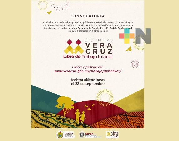 Invita la STPSP a empresas y dependencias a obtener distintivo «Veracruz Libre de Trabajo Infantil»