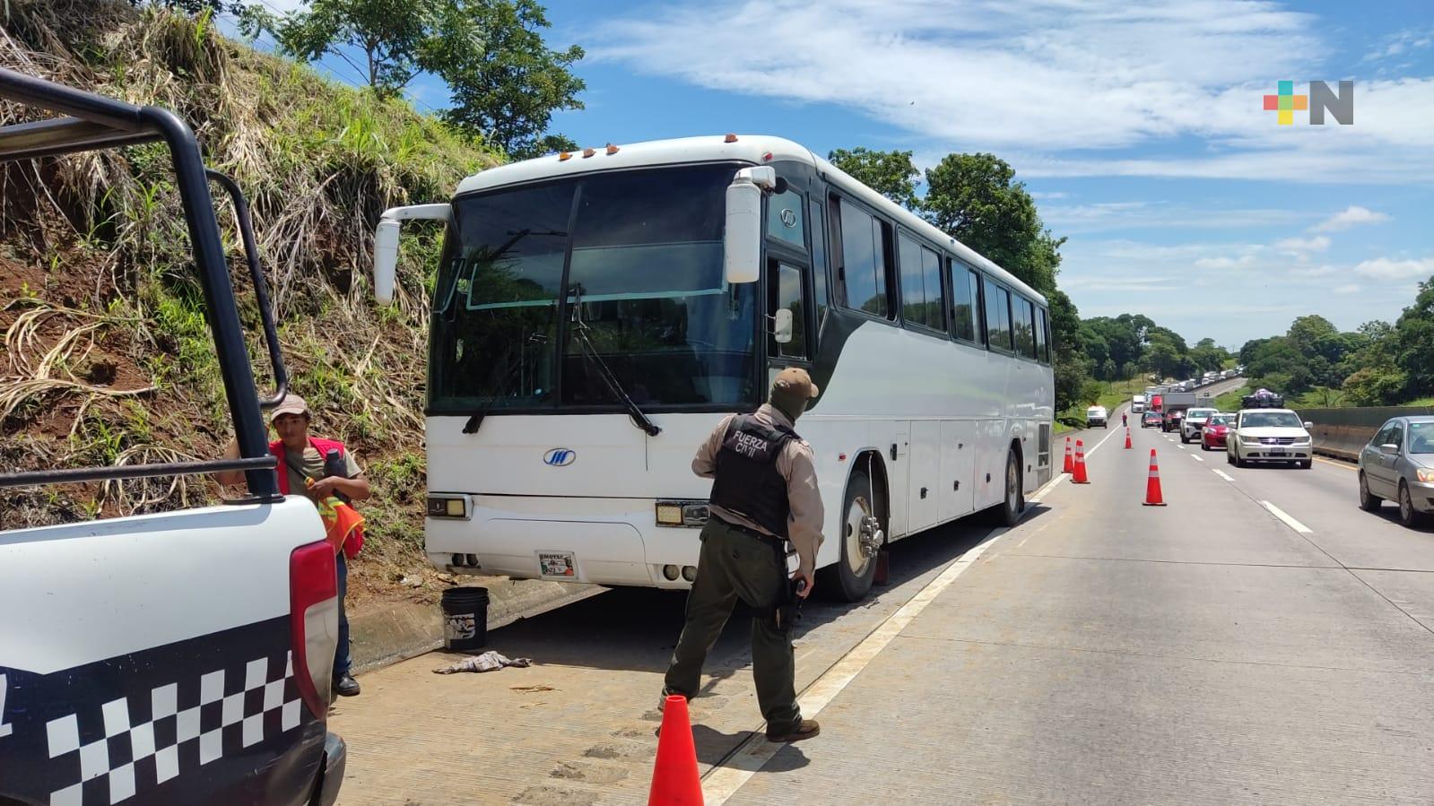 En Amatlán resguardan camión que trasladaba a 40 migrantes