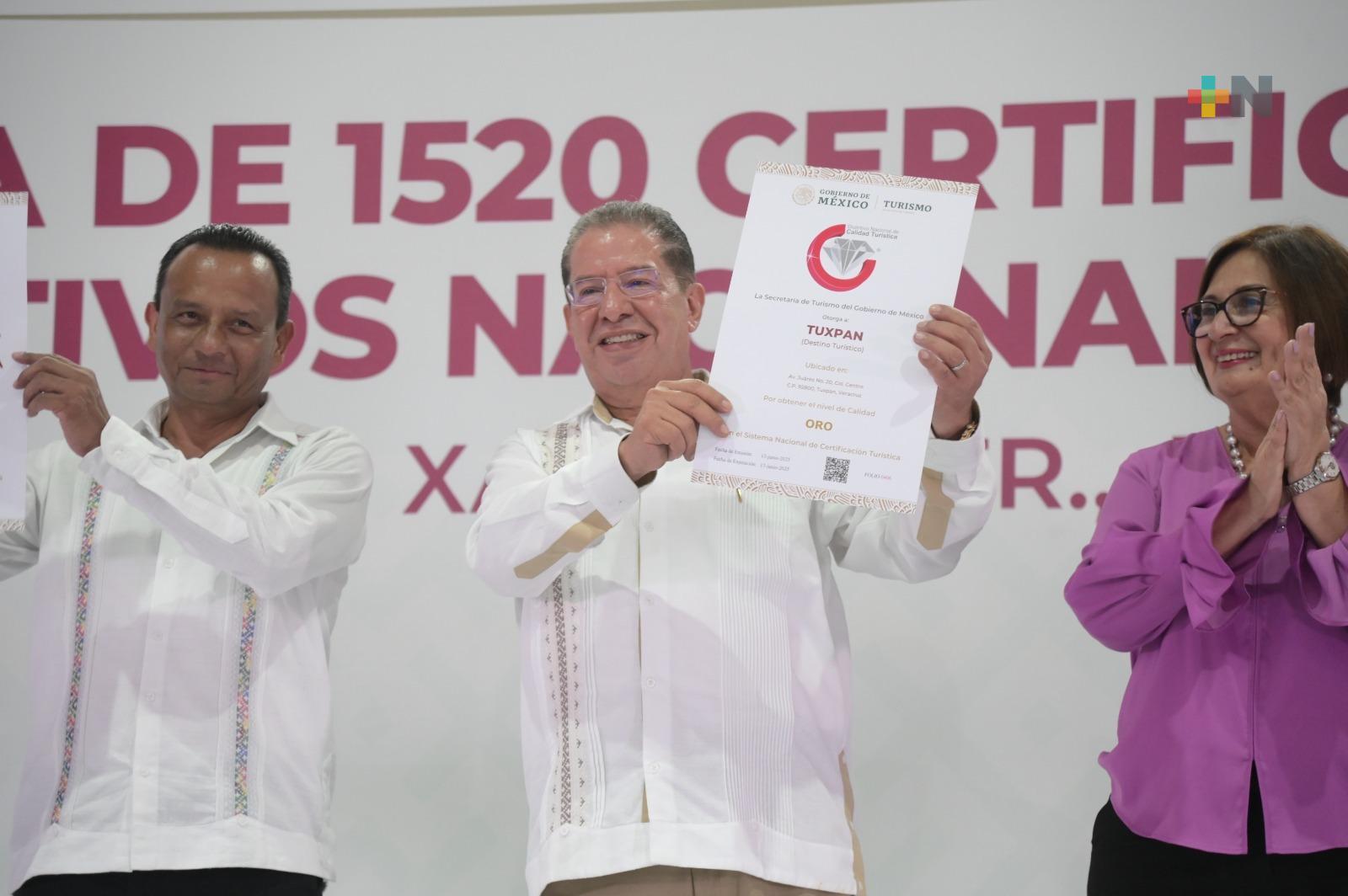 Reconocen a Tuxpan con el Distintivo Nacional de Calidad Turística Oro