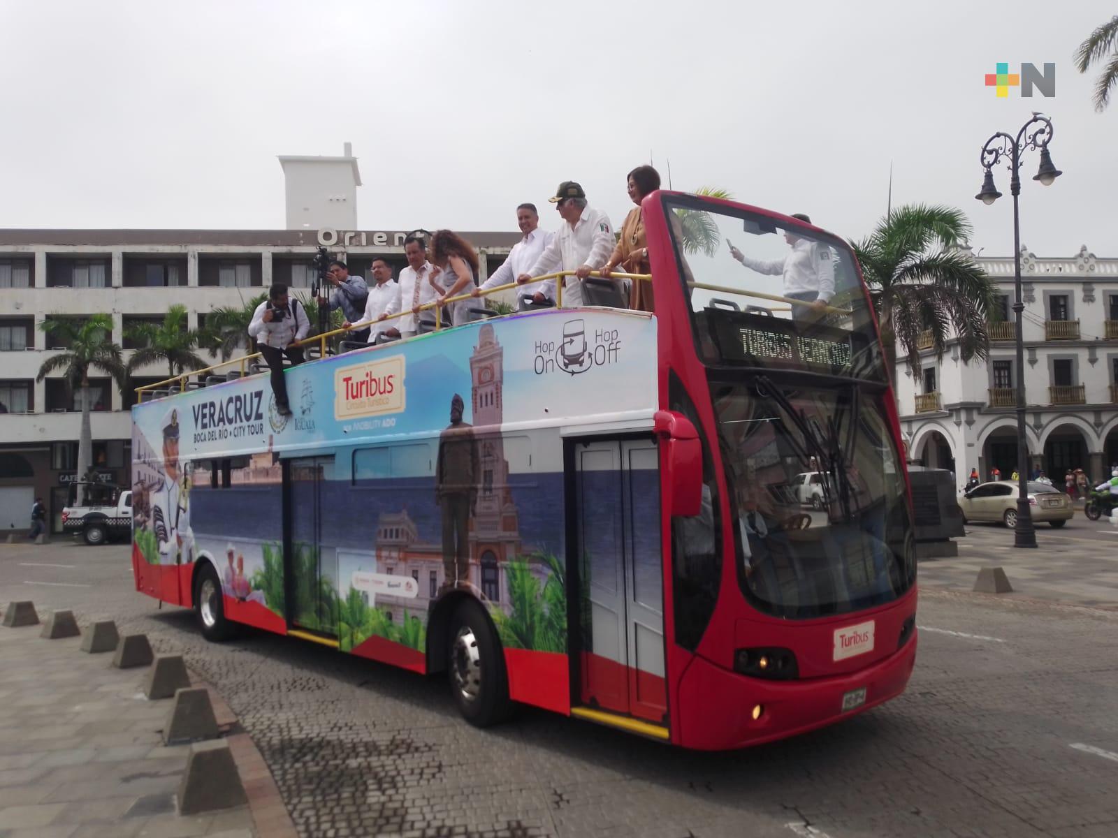 Cuitláhuac García y Miguel Torruco inauguran ruta de turibus en Veracruz-Boca del Río