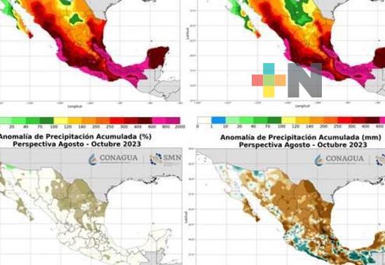 De agosto a octubre se prevén lluvias cercanas al promedio, en mayor parte de México