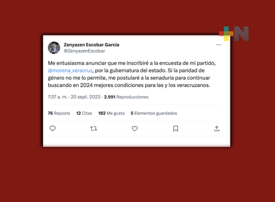 Confirma Zenyazen Escobar inscripción para buscar coordinación estatal de la 4T