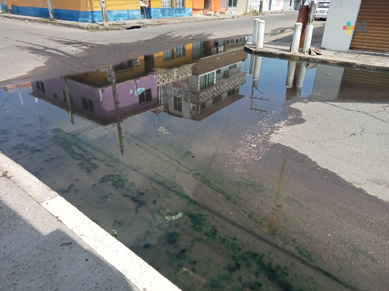 Otra fuga de aguas negras desatendida en Veracruz puerto irrita a vecinos