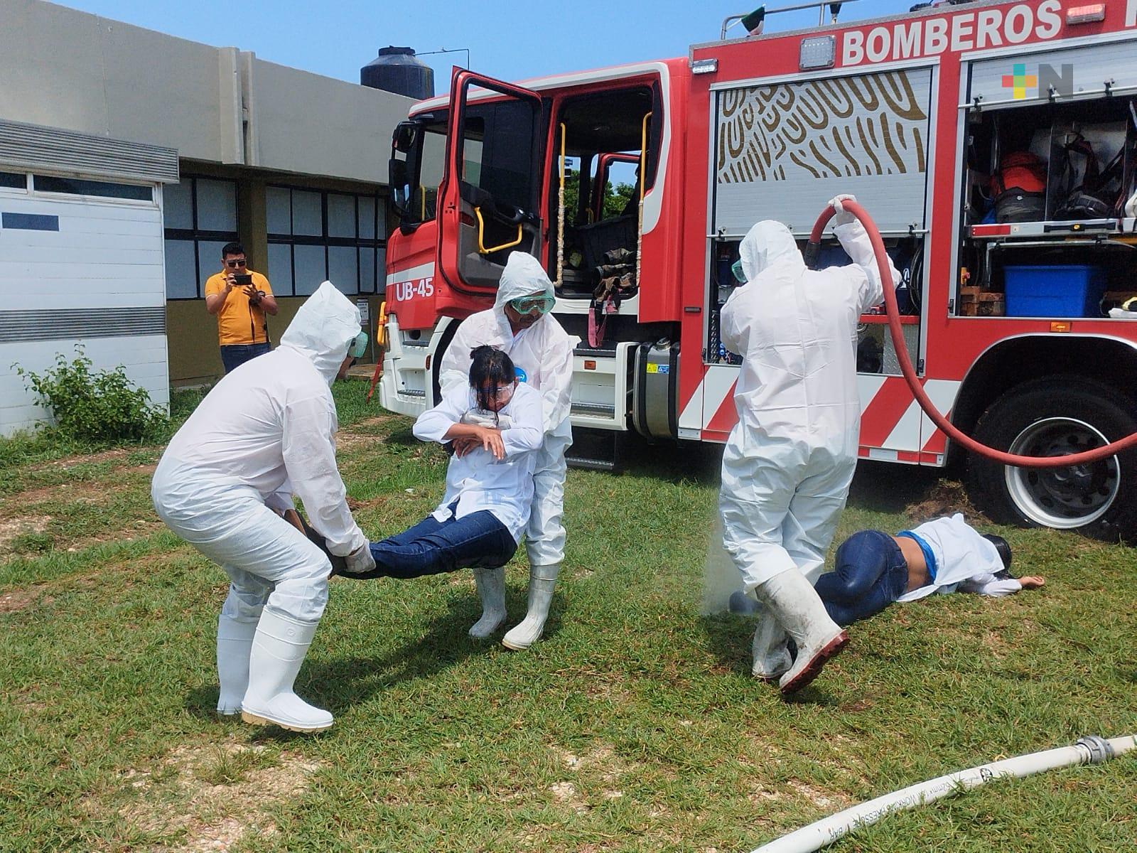 PC de Coatza organizó simulacro de fuga de amoníaco en un tecnológico