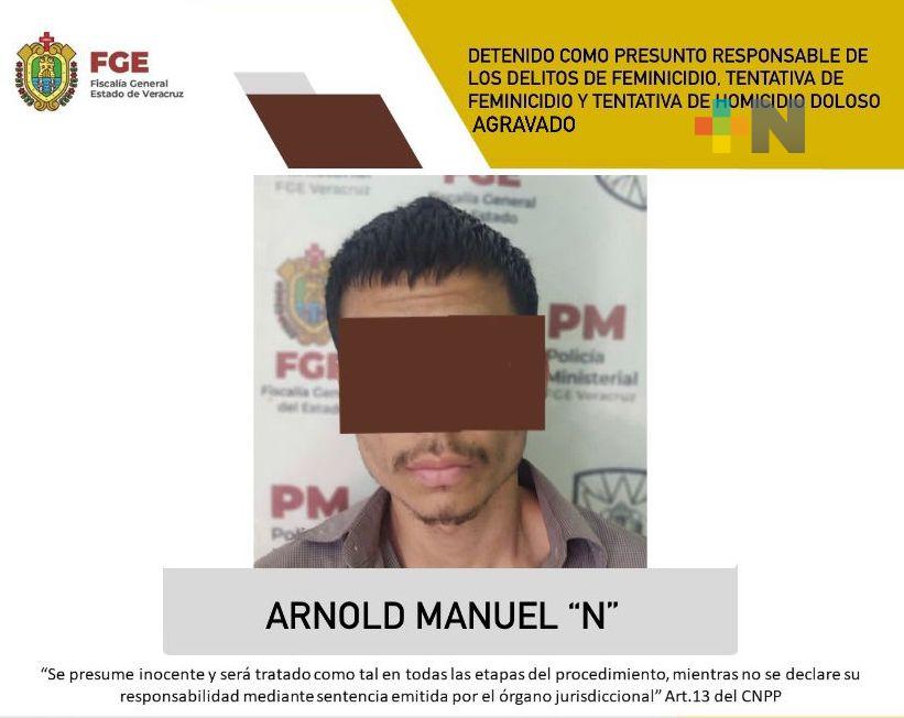 Arnold Manuel «N» detenido por presunto feminicidio y homicidio doloso