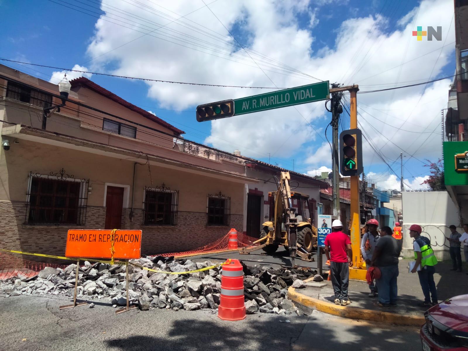 Continúan las obras en el centro de Xalapa, ahora en Santos Degollado