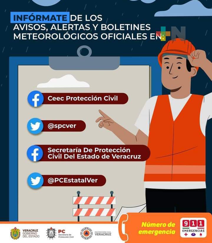 Protección Civil emite aviso especial: se avecinan fuertes lluvias en todo Veracruz