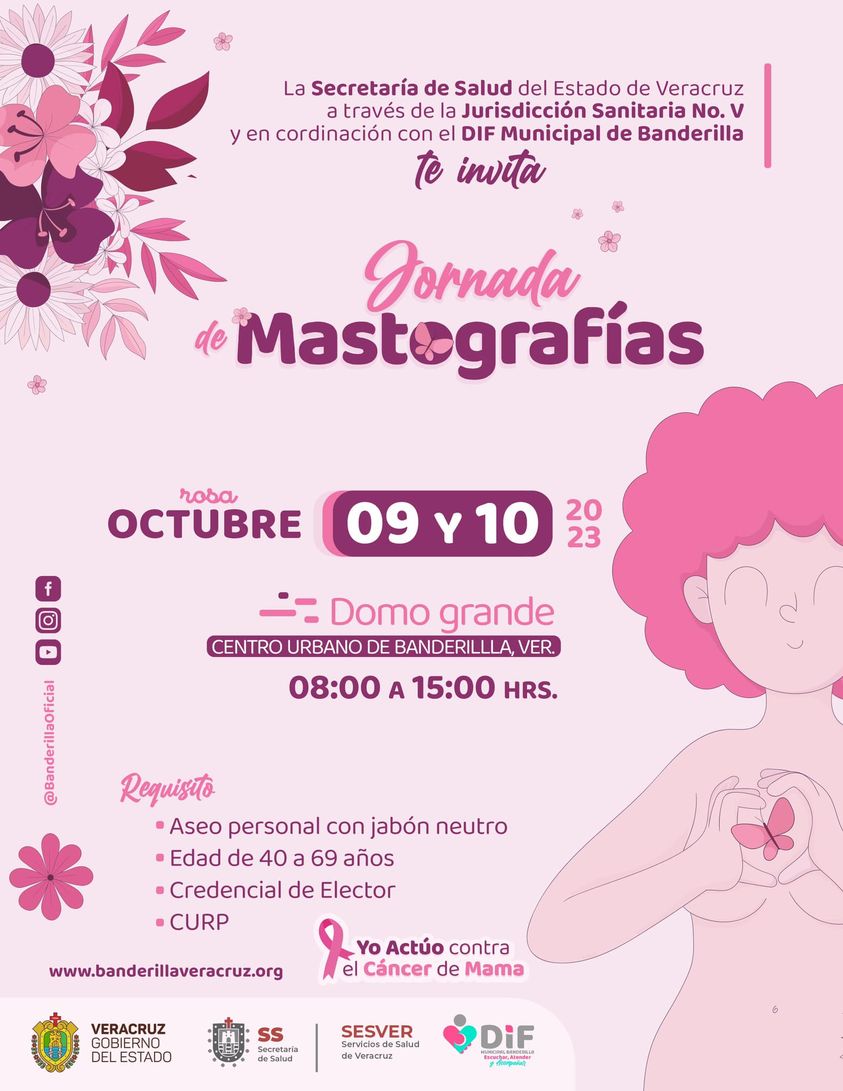 Servicios de salud estatal y municipal realizarán mastografías en Banderilla