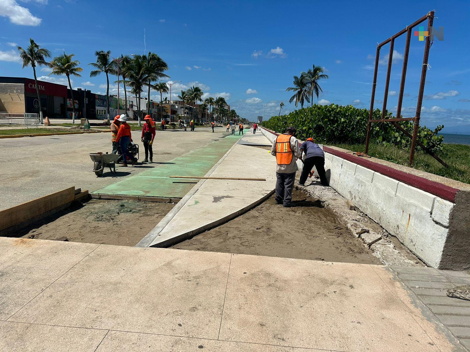 Avanza rehabilitación de malecón en Coatza según lo previsto