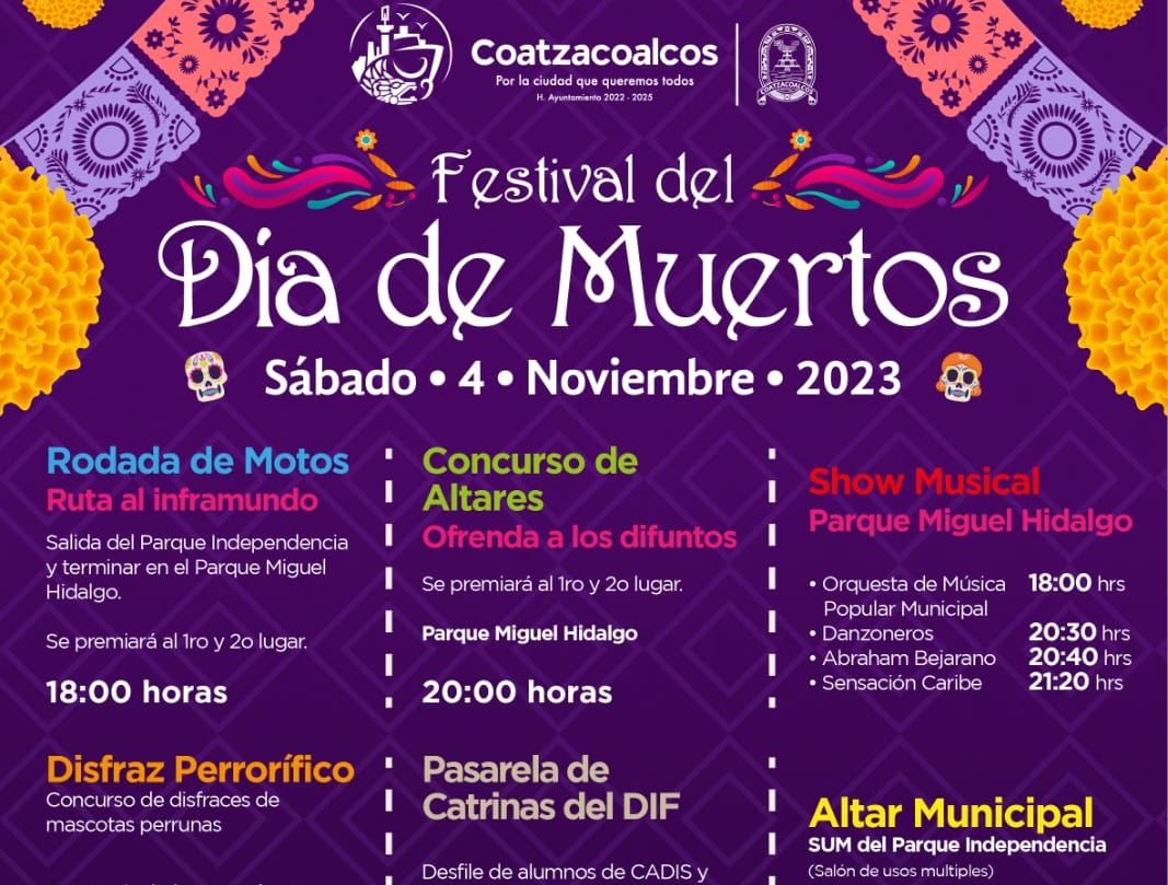 Del 1 al 4 de noviembre será el Festival del Día de Muertos en Coatzacoalcos