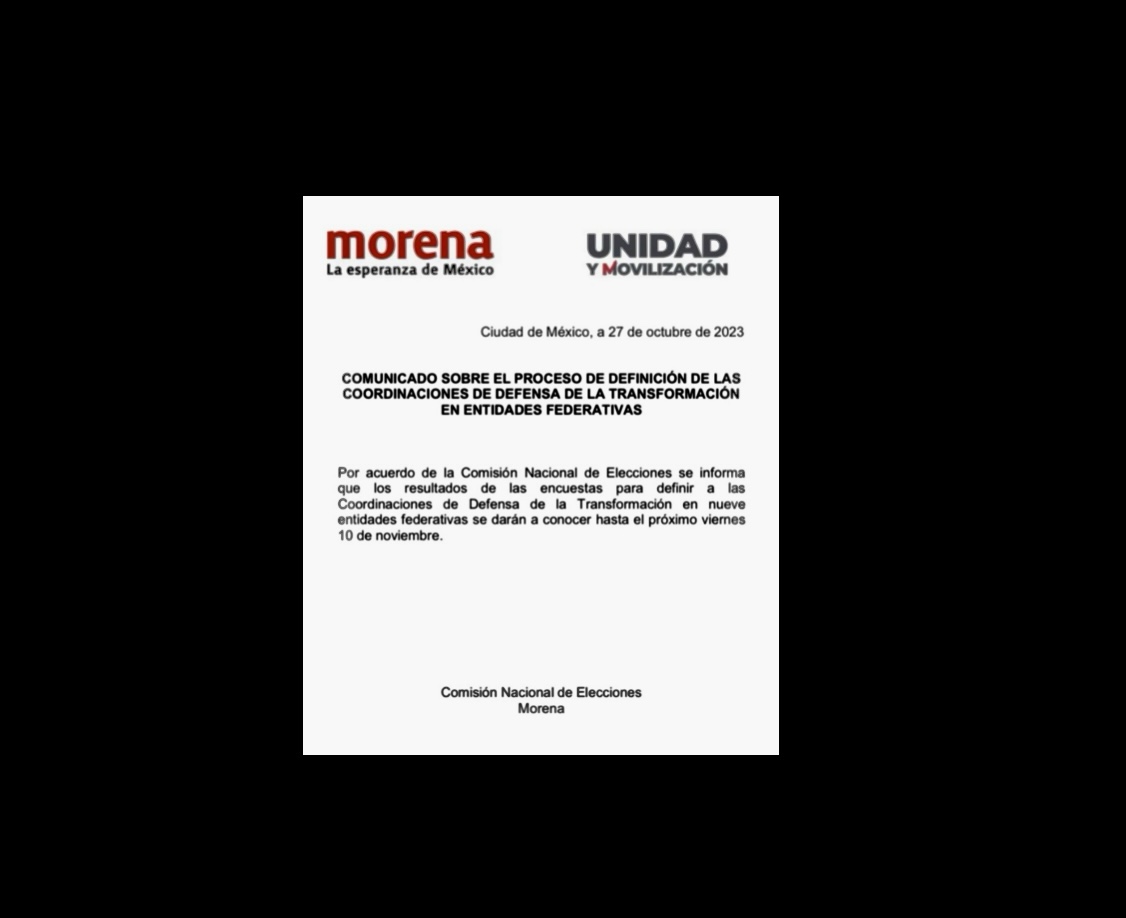 Definición de nueve coordinaciones estatales en defensa de la 4T será el 10 de noviembre: Morena