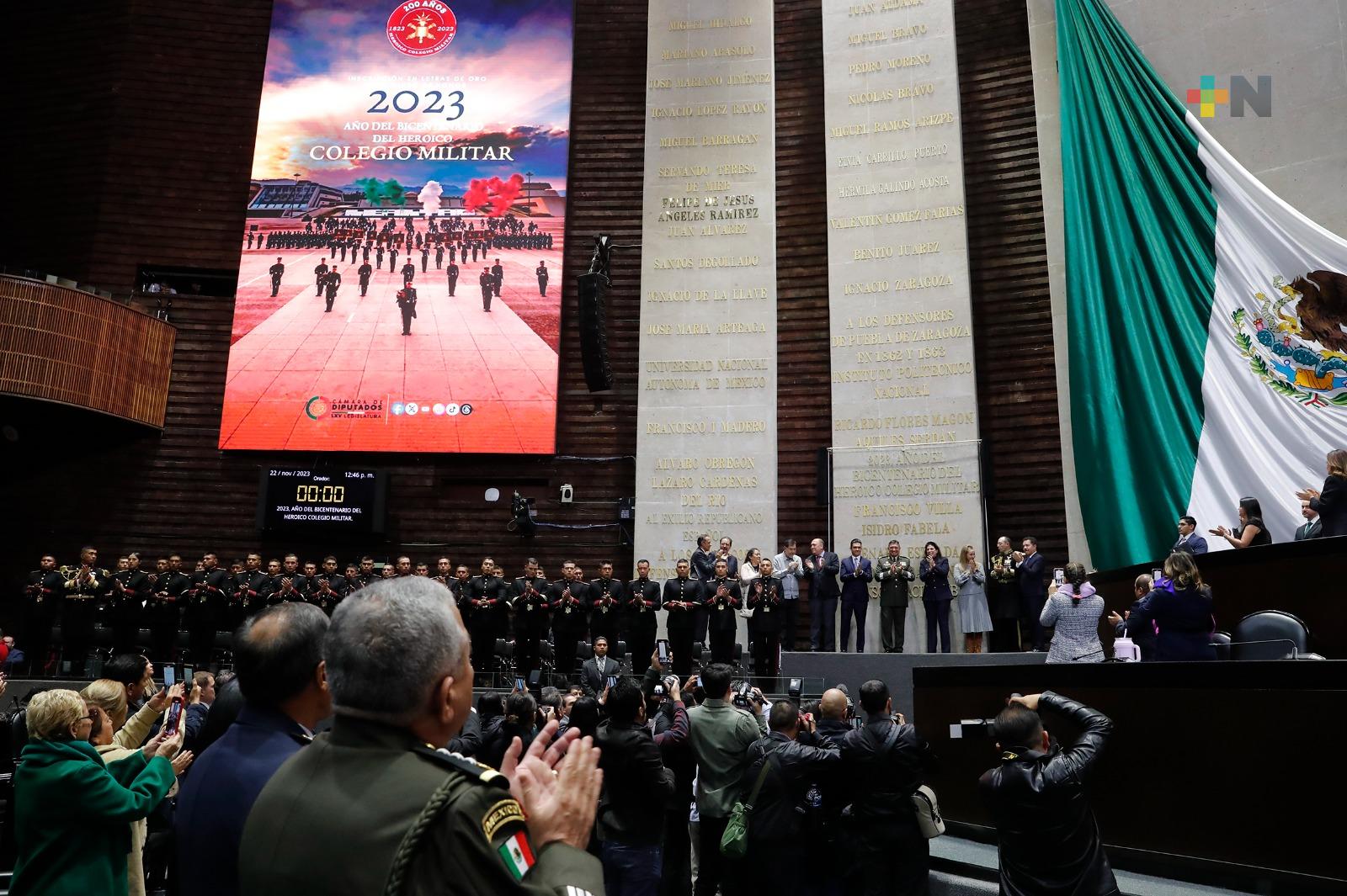 Inscriben en el Muro de Honor de la Cámara de Diputados “2023, Año del Bicentenario del Heroico Colegio Militar”