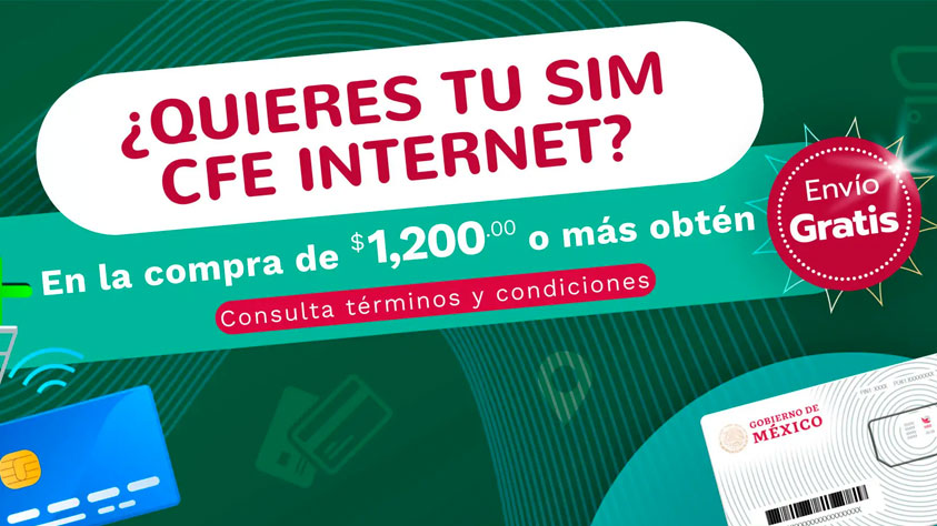 CFE pone a la venta tarjetas sim, físicas y virtuales para telefonía e internet