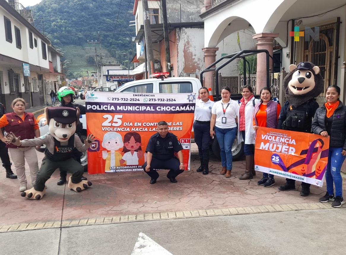 En Chocamán conmemoran el Día Internacional de la eliminación de la Violencia contra la Mujer