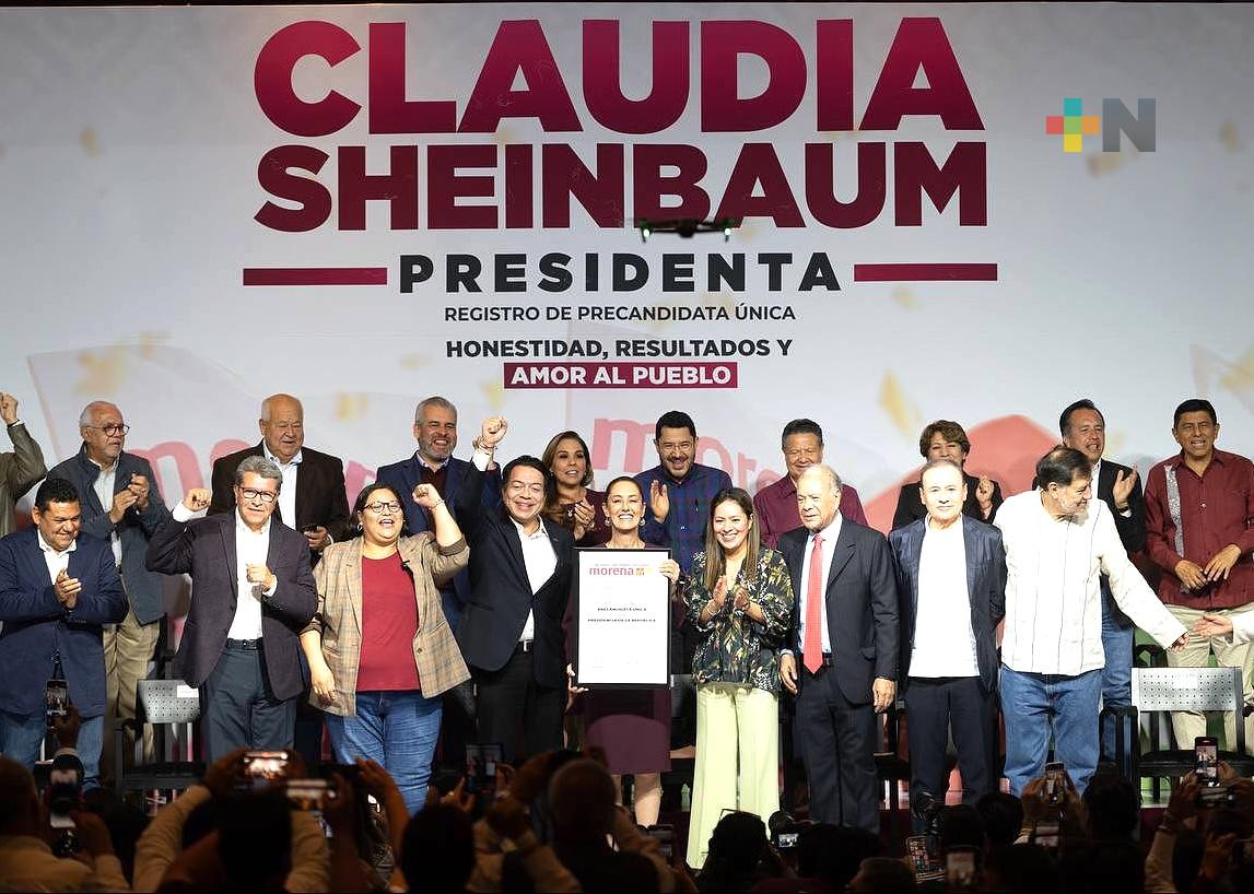 Morena, PT Y PVEM entregan a Claudia Sheinbaum constancia como precandidata a la presidencia de la República