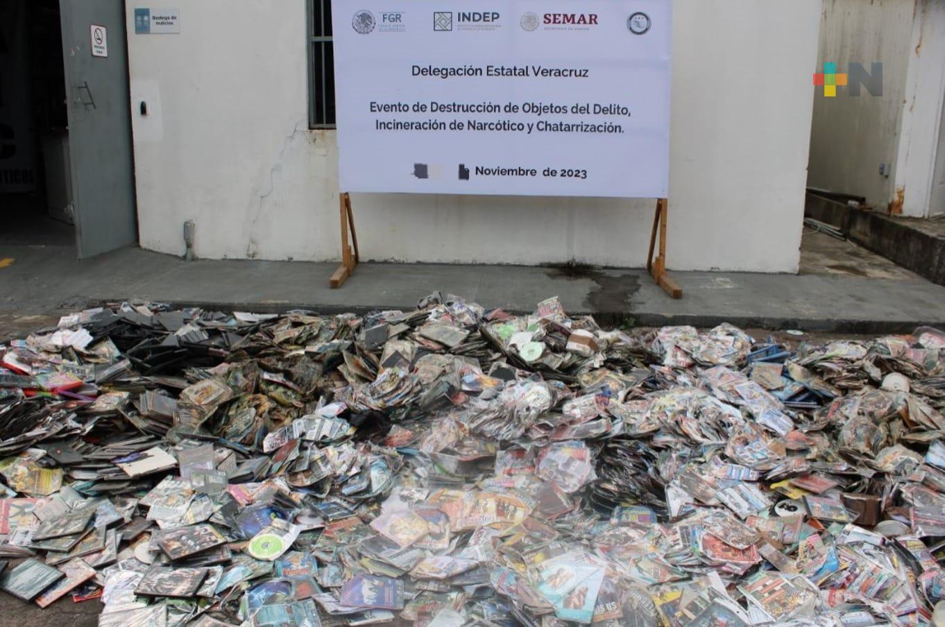 FGR e INDEP destruyen más de 35 mil objetos del delito, asegurados en Veracruz
