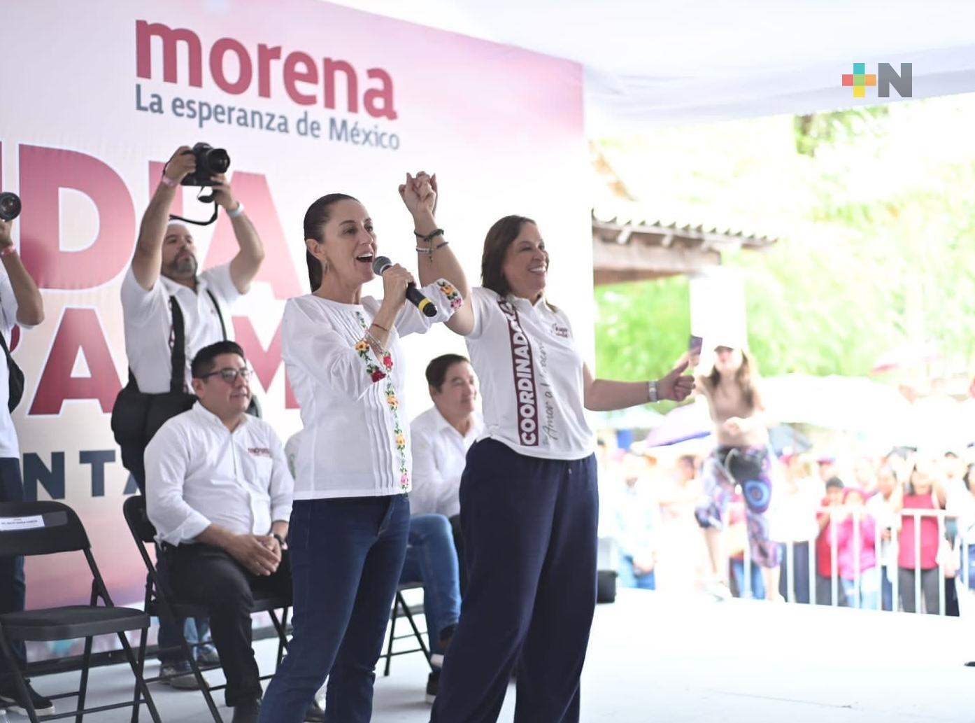 Sheinbaum continúa su precampaña por la entidad, se presentó en Santiago Tuxtla