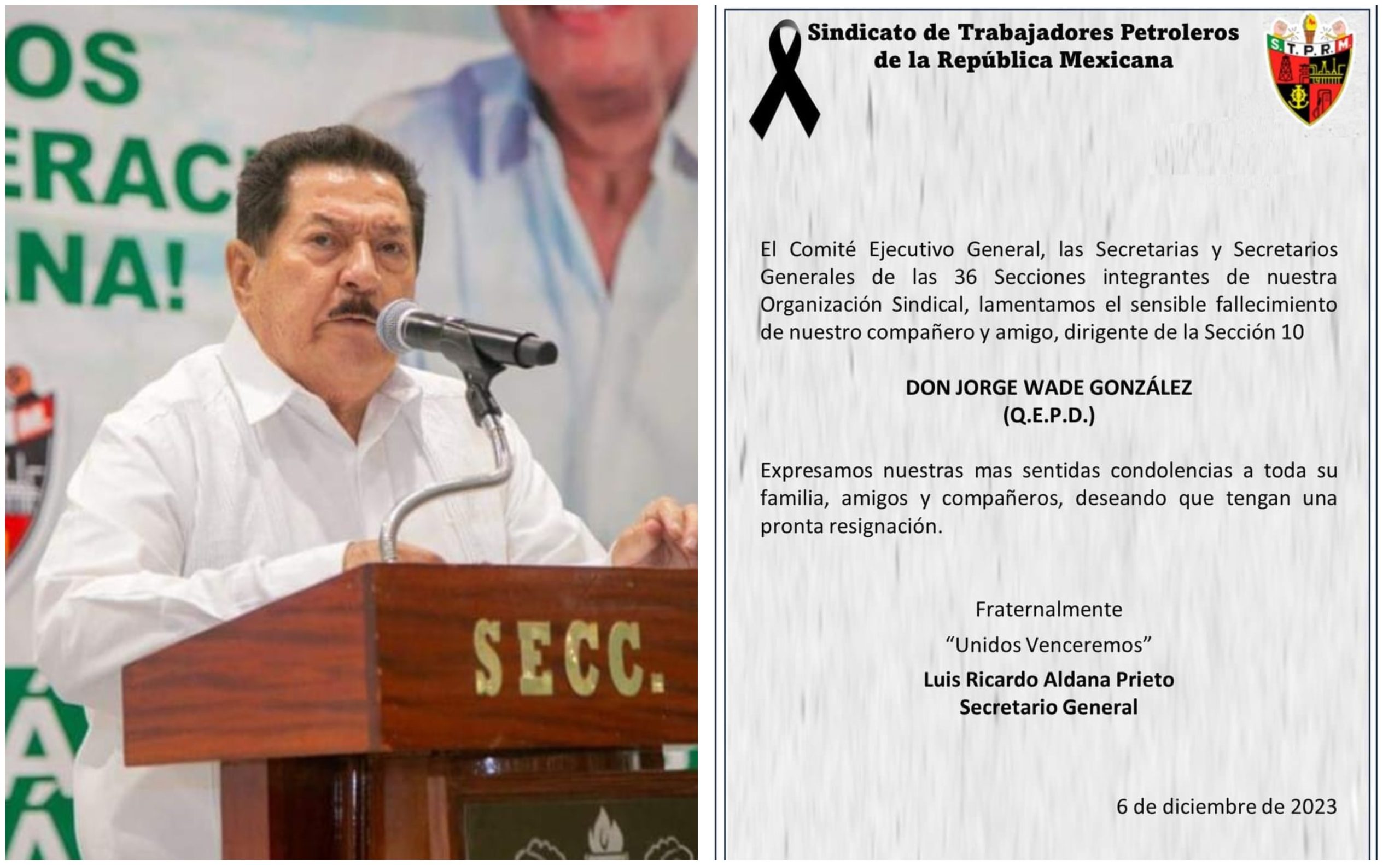 Fallece Jorge Wade González, exlíder sindical de Pemex y exalcalde de Mina