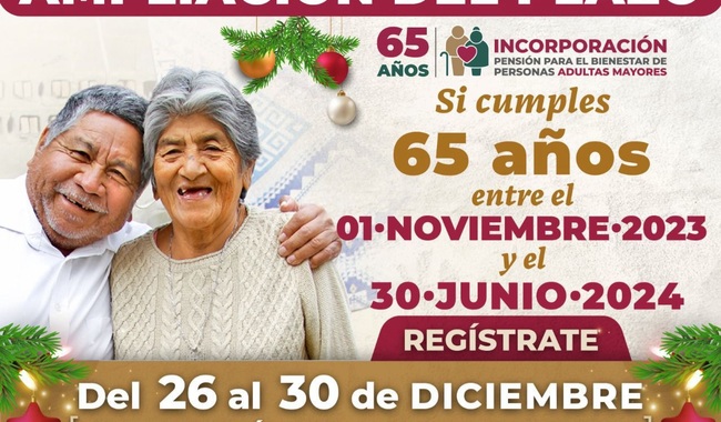 Se amplía registro a pensión para adultos mayores que cumplen 65 años