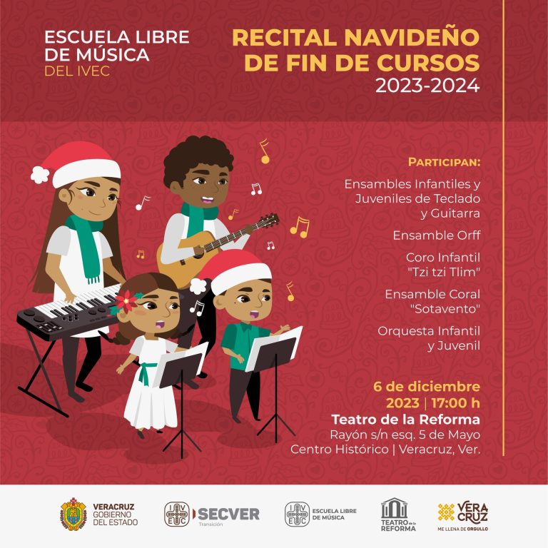 Invita la Escuela Libre de Música del IVEC a recital navideño de fin de cursos