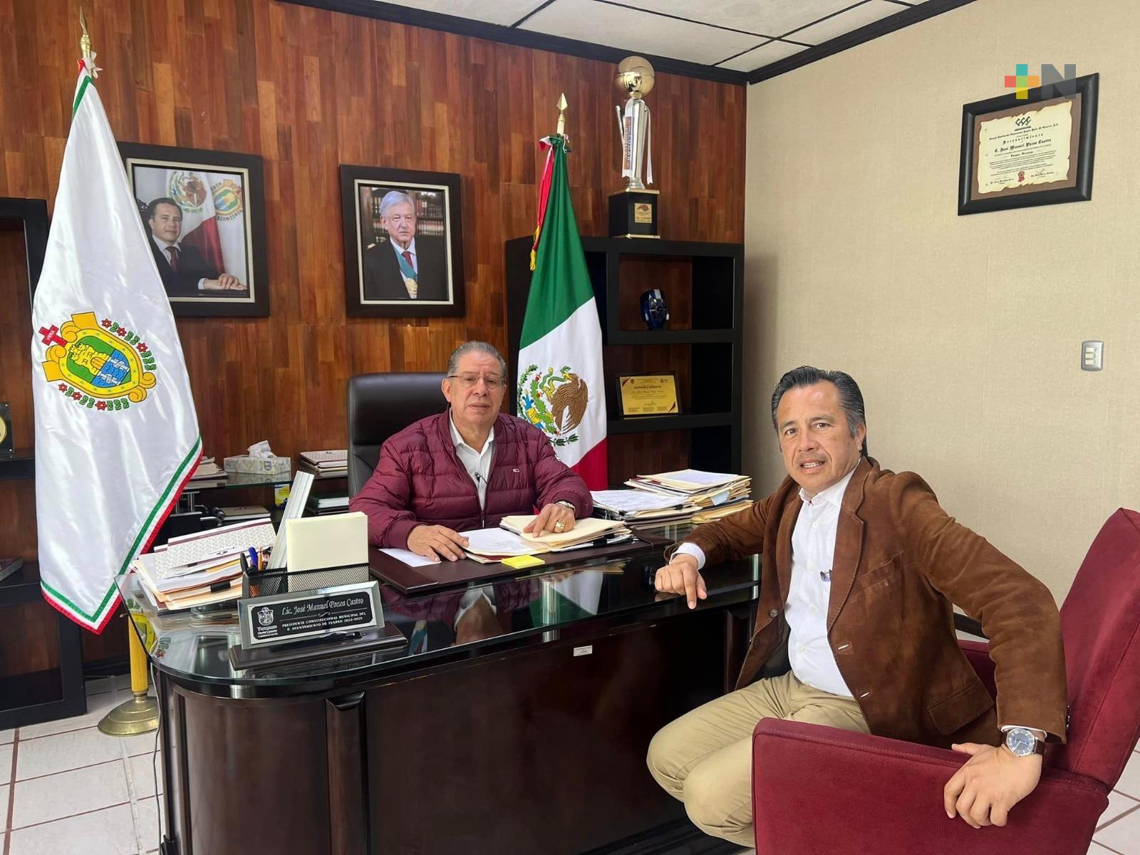 Cuitláhuac García se reúne con presidente municipal de Tuxpan