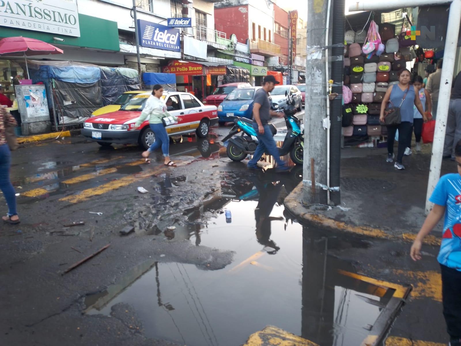 Piden resolver problema de aguas negras en zona de mercados de Veracruz puerto