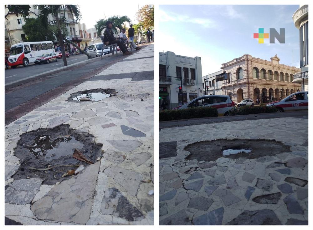 Registra deterioro piso de parque Zamora; hace un mes fue rehabilitado