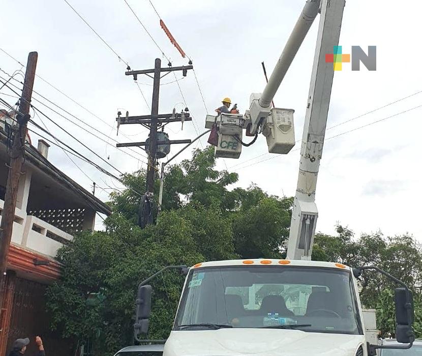 CFE recupera suministro eléctrico en usuarios afectados por fuertes vientos en Veracruz