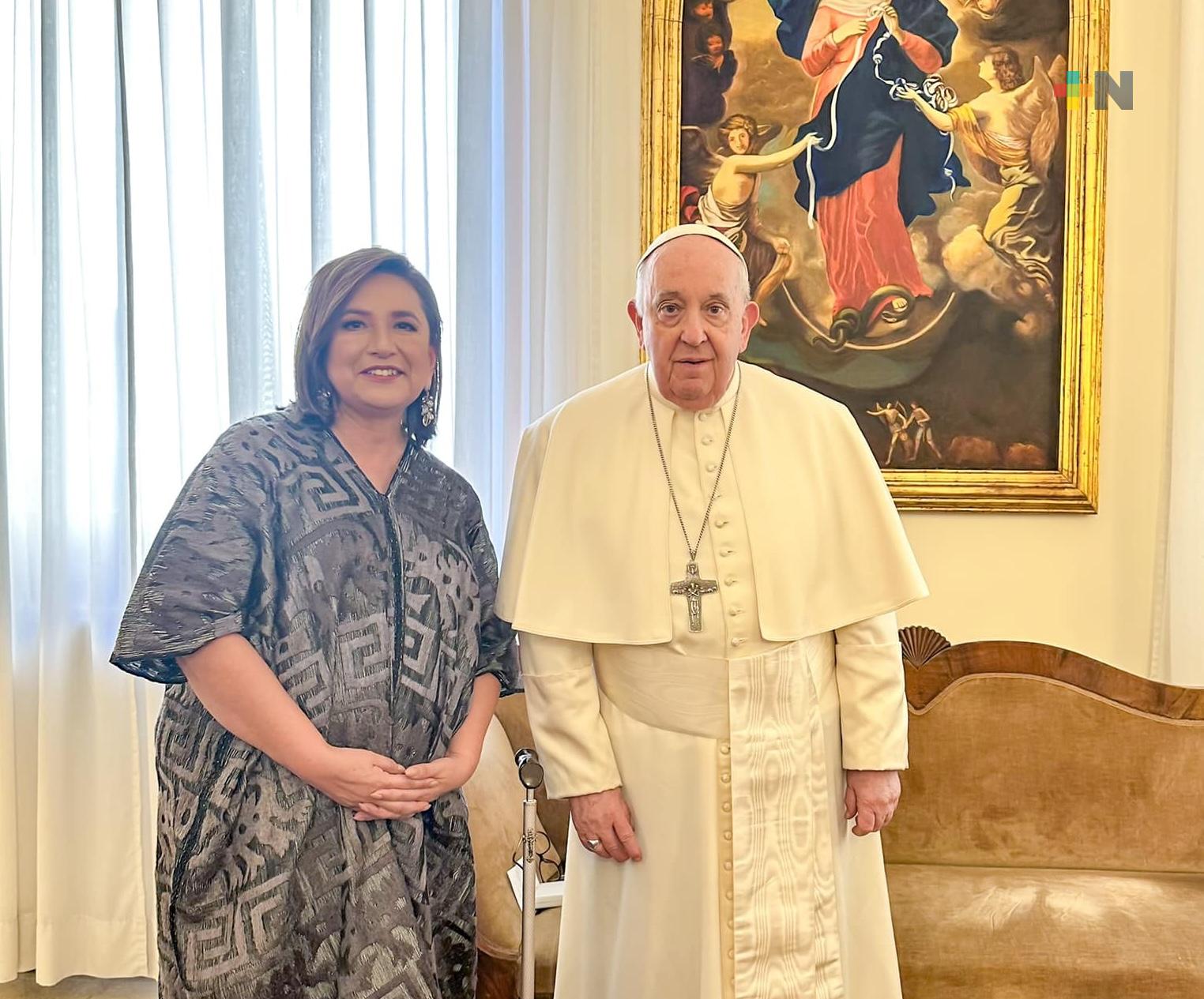 Xóchitl Gálvez informa en redes sociales su encuentro con el Papa Francisco, efectuado en días pasados