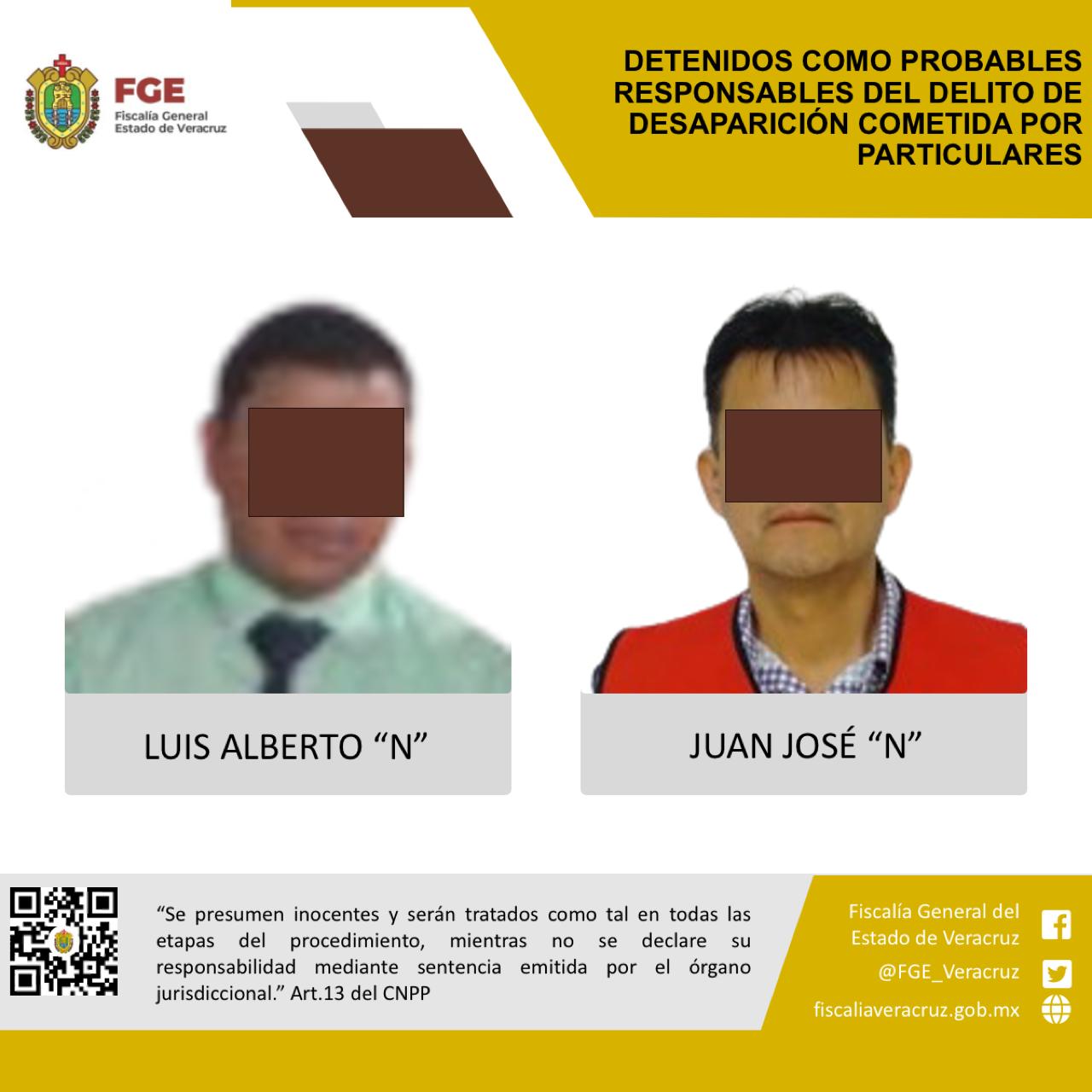 Detenidos como probables responsables del delito de desaparición de personas cometida por particulares