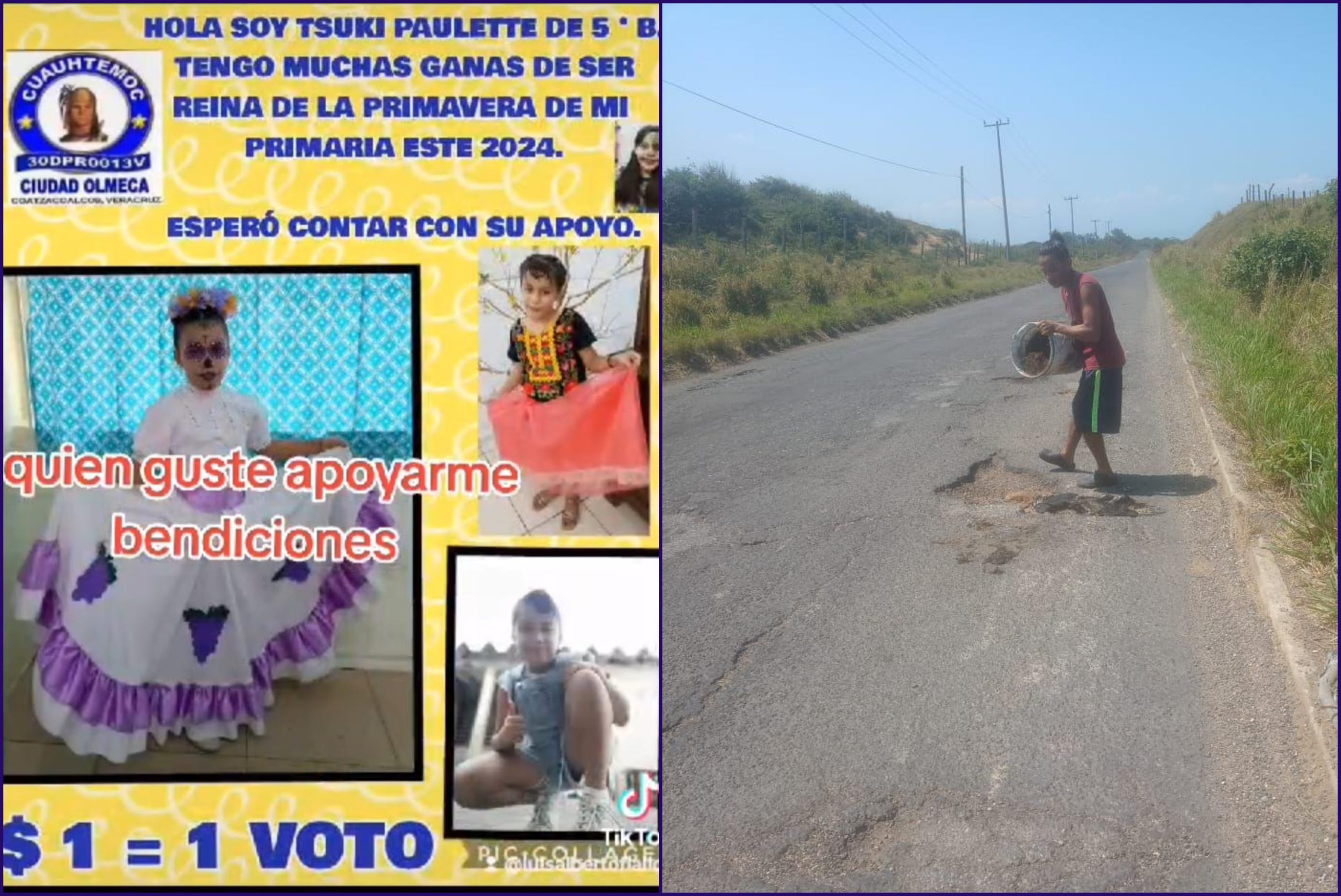 Padre bachea carretera buscando apoyo para que su hija sea «Reina de la primavera»