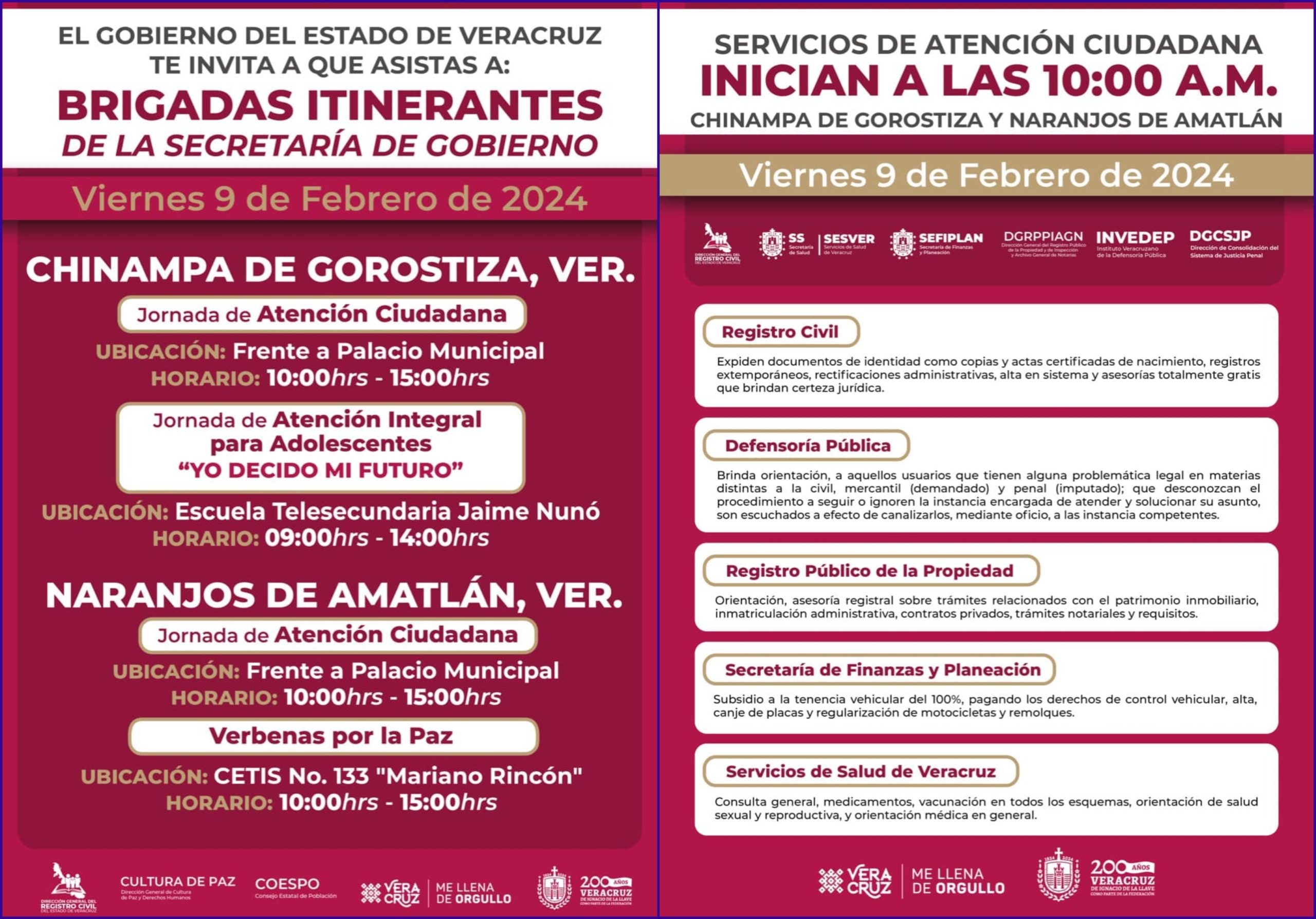 Brigadas Itinerantes del registro Civil atenderán este viernes a gente de Chinampa y Naranjos