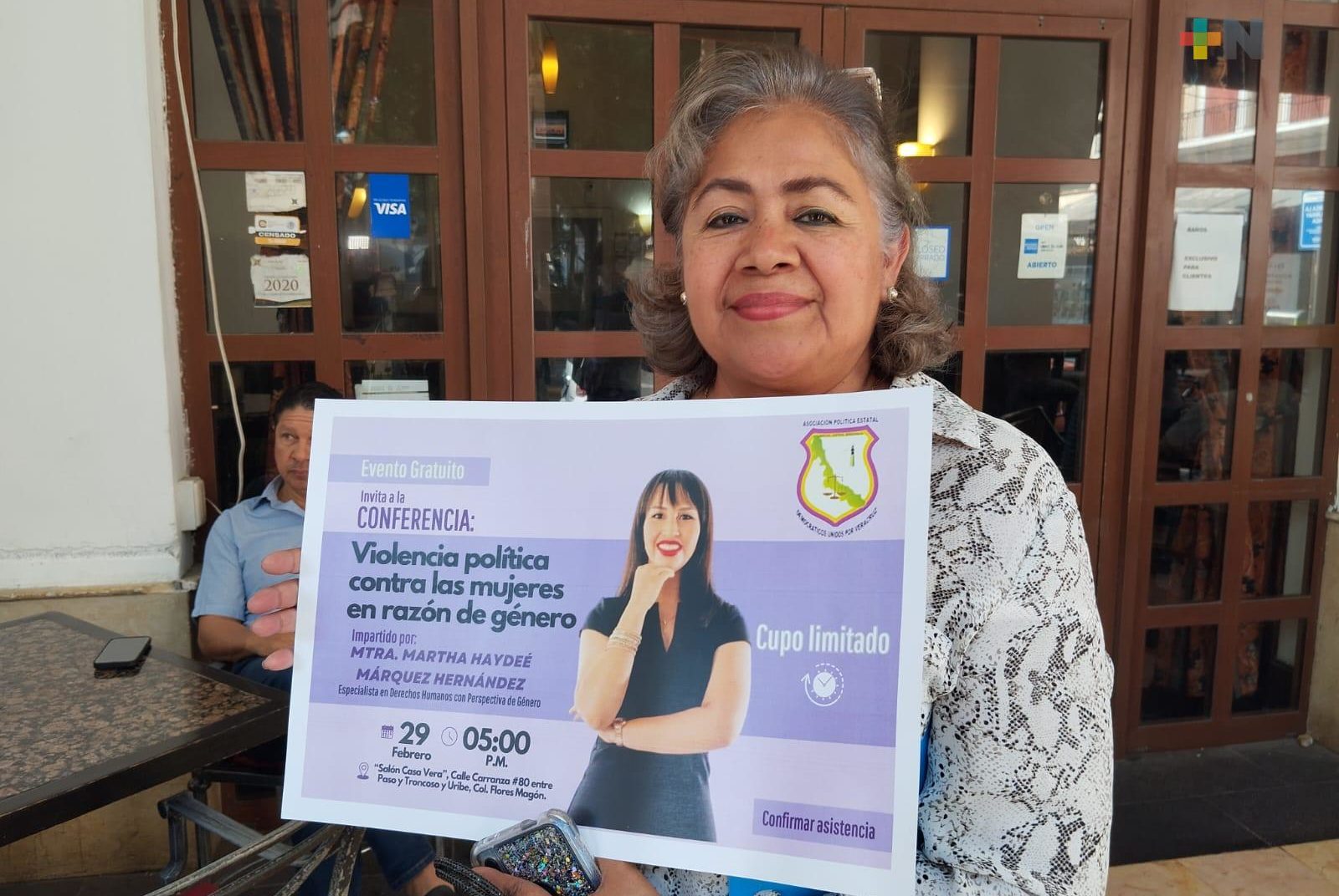 Impartirán la conferencia “Violencia Política contra las Mujeres en Razón de Género» en Veracruz puerto
