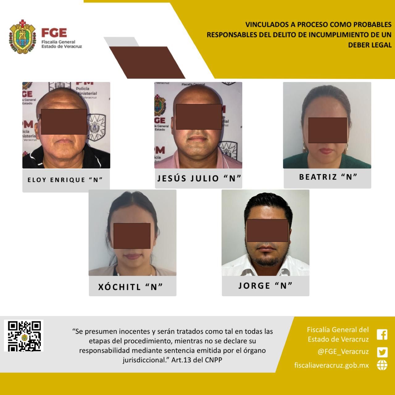 Vinculados a proceso como probables responsables del delito de incumplimiento de un deber legal