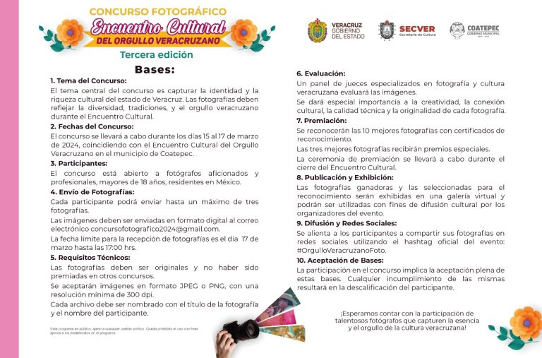 Secver invita a participar en concurso fotográfico del Encuentro Cultural del Orgullo Veracruzano