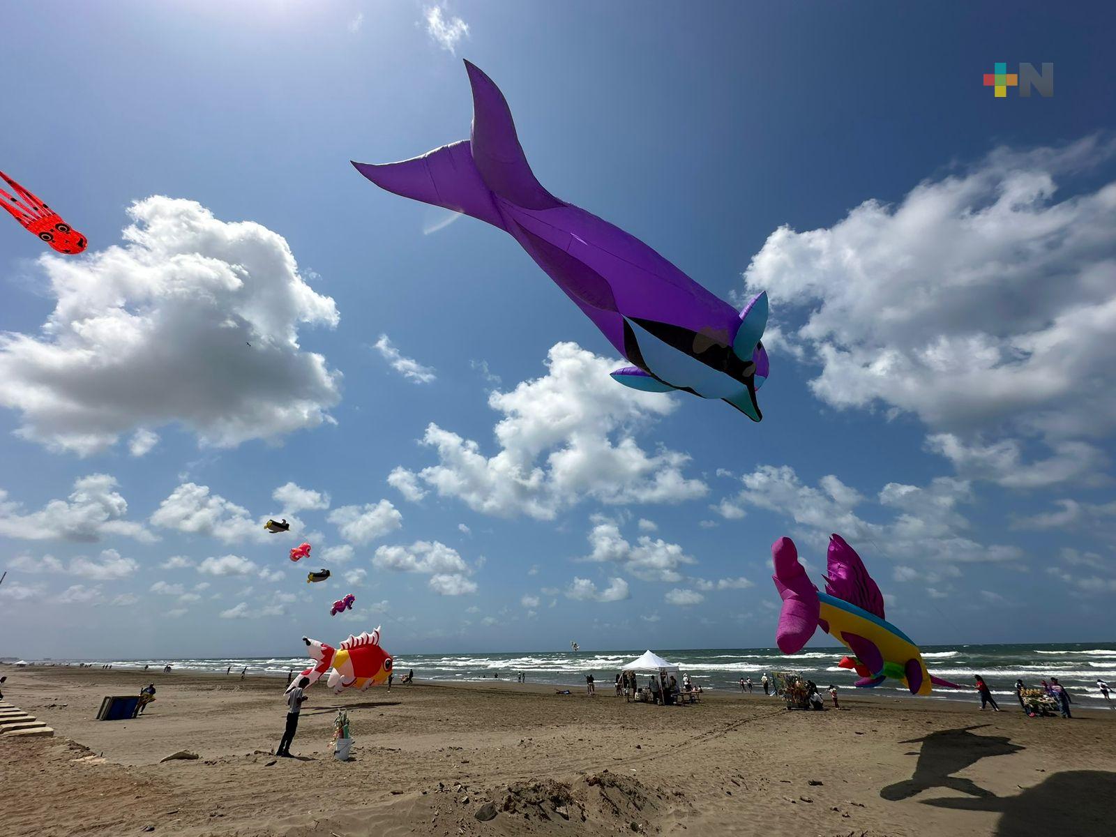 Atractivas figuras ondearon en el cielo playero de Coatza con la «Expo Papalotl»