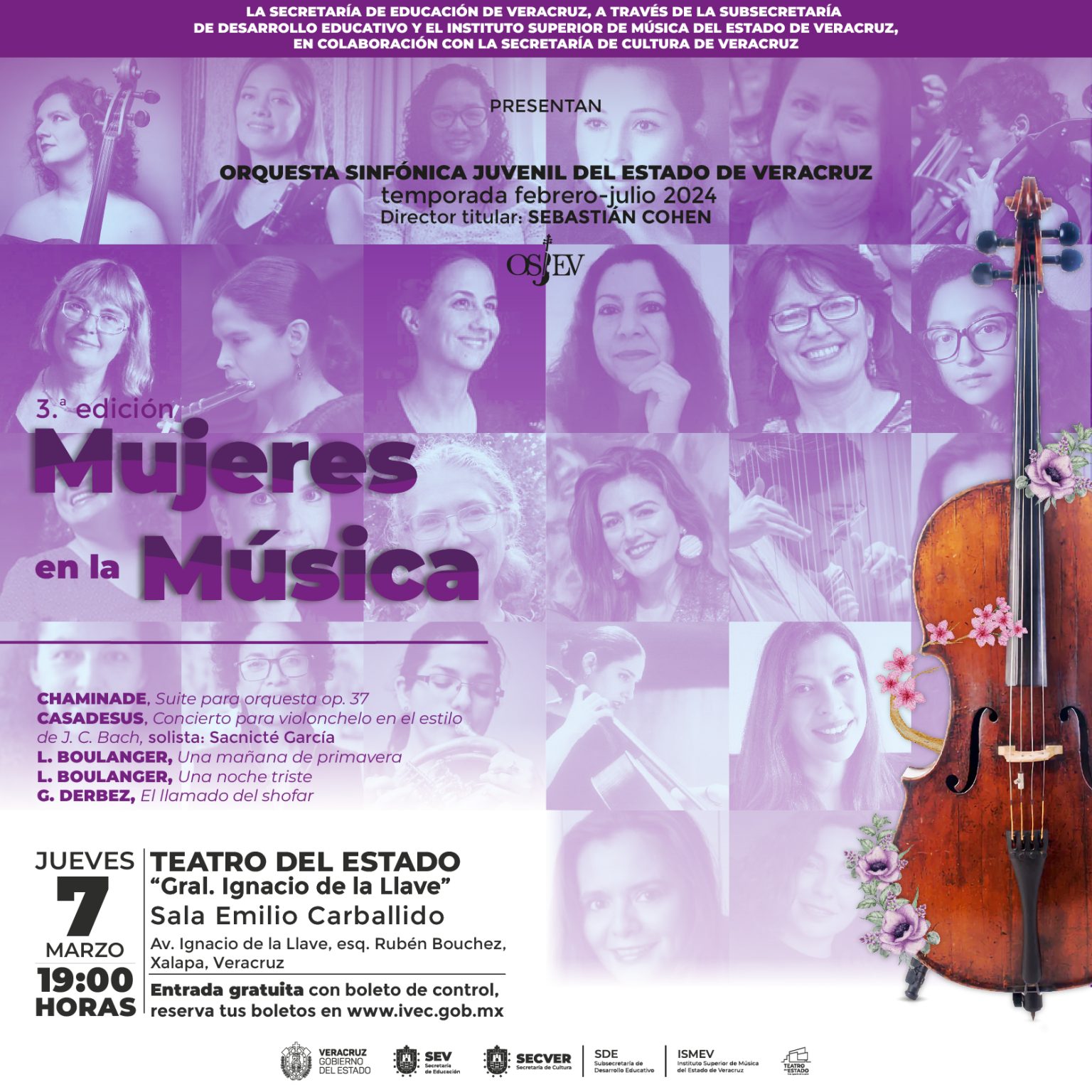 Invita Teatro del Estado al concierto “Mujeres en la música, 3ª edición”