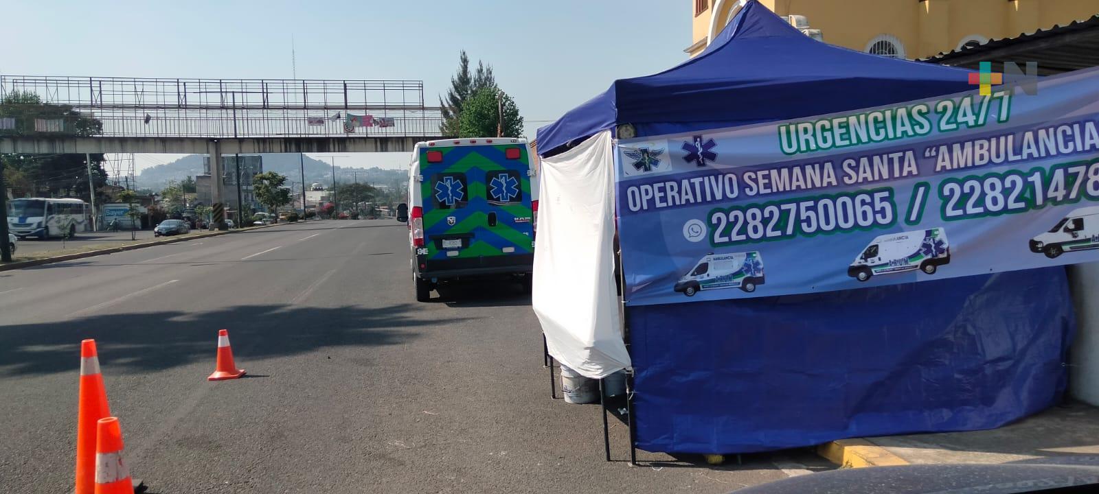Módulos y ambulancias del operativo de prevención en Xalapa para auxiliar a paseantes