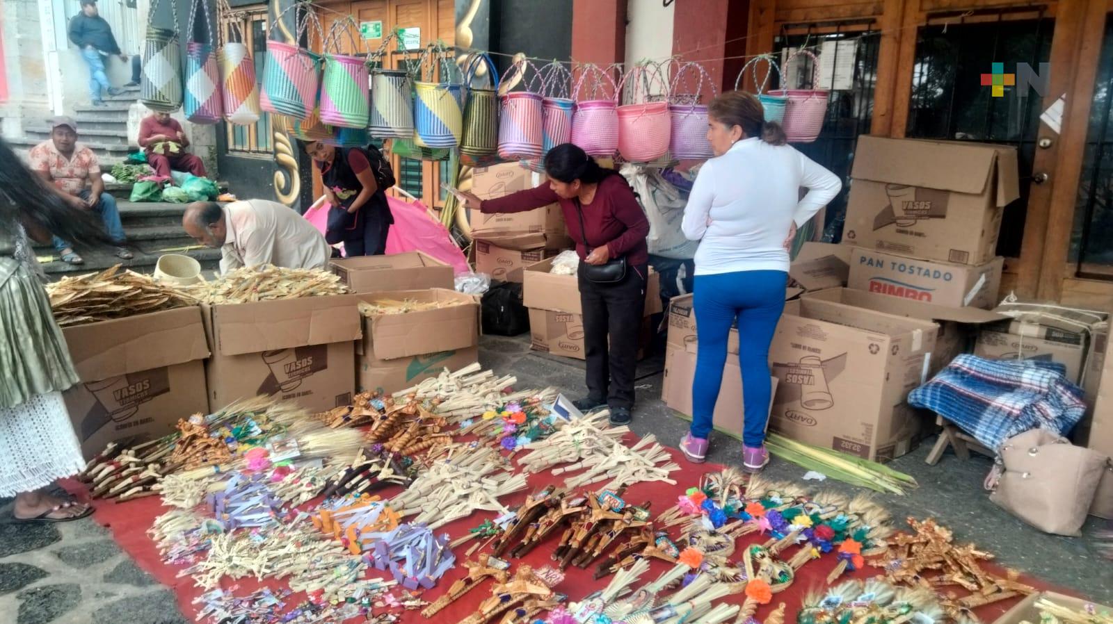 Vendedores de palmas de Puebla y Oaxaca ofrecen sus productos en Xalapa