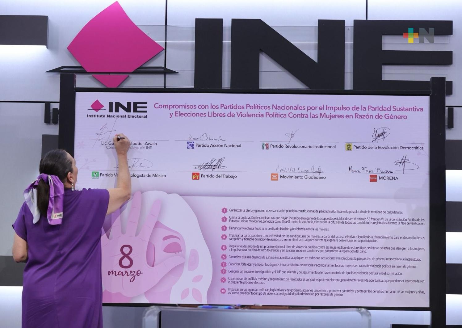 Firman INE y partidos políticos compromisos por elecciones libres de violencia política contra las mujeres