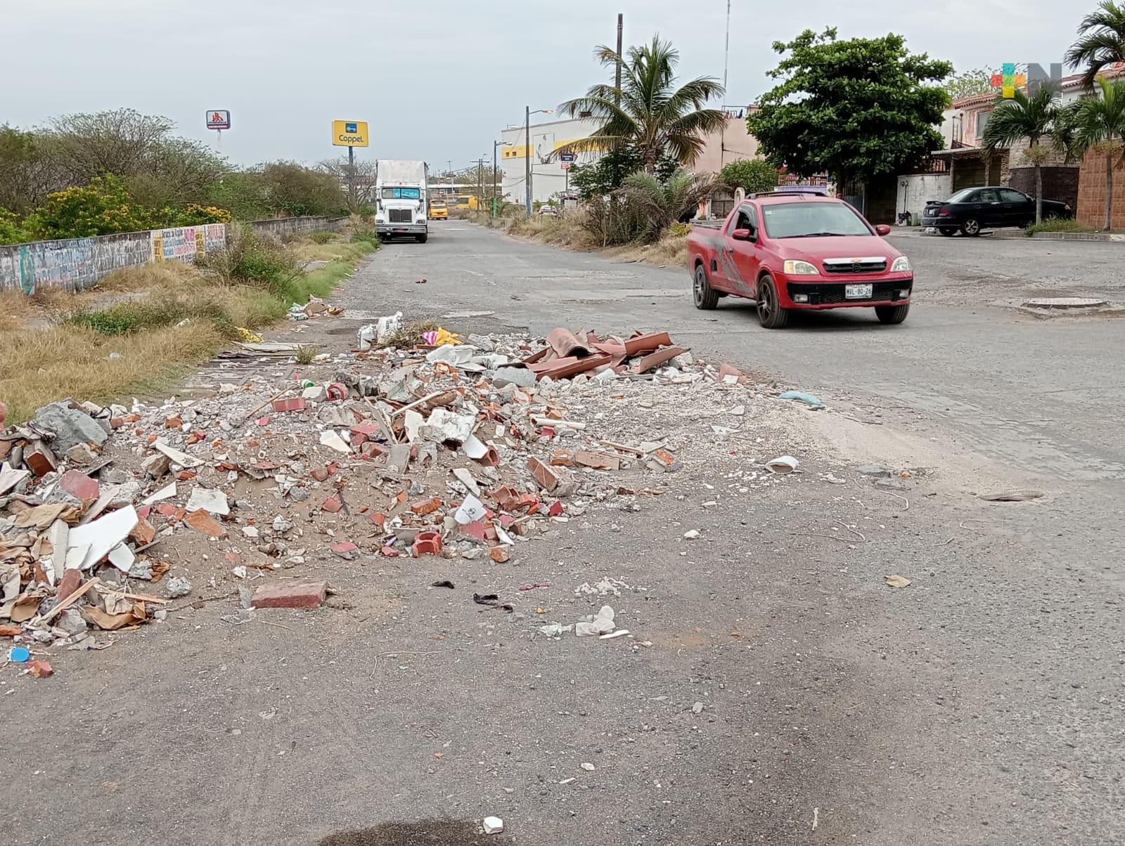 En abandono bulevar de Los Patos en  Veracruz puerto