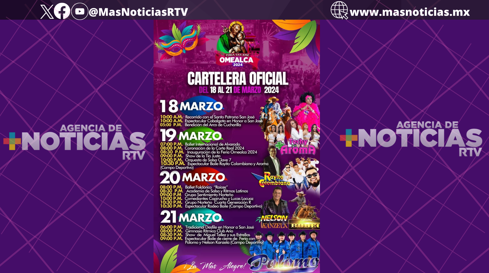 Rayito Colombiano y Aroma presentes en fiesta patronal de Omealca